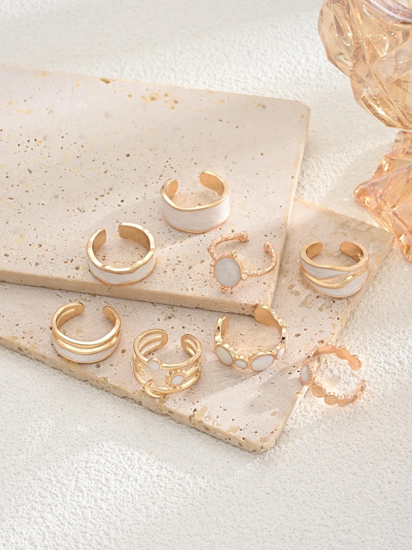 8-Piece Women's Ring Set, Elegant Floral Design, Nature Inspired Rings, Vintage Style, Stackable Rings, Jewelry Gift for Parties, Dates, Birthdays
