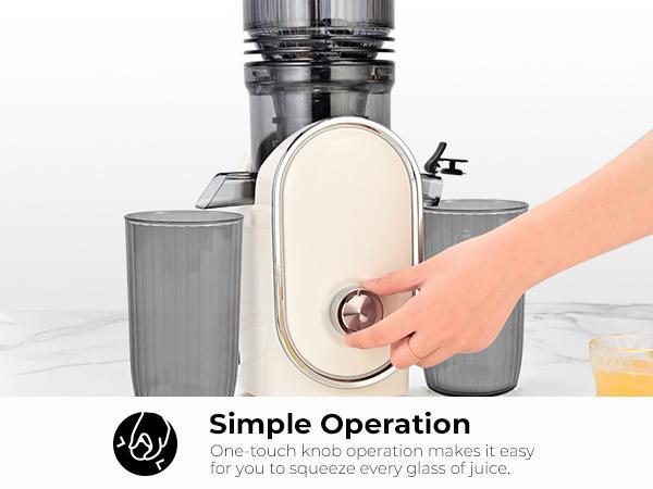 Susteas 5.3" XL Juicer for Greens & Fruits - Whole Apples Fit, No Chopping! High-Yield Cold Press Extraction for Maximum Nutrients, Easy to Assemble & Clean, Kitchen Home Appliances