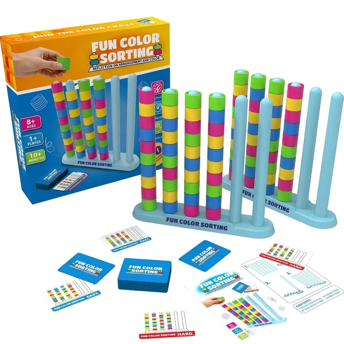 2 Pack Color Matching Challenge Game, Fast Pattern Match Ring Stacking Puzzle Stack Games, 2-4 Players, Family Board Game for Kids & Adults, Birthday Easter Christmas Party Gifts for Boy & Girl