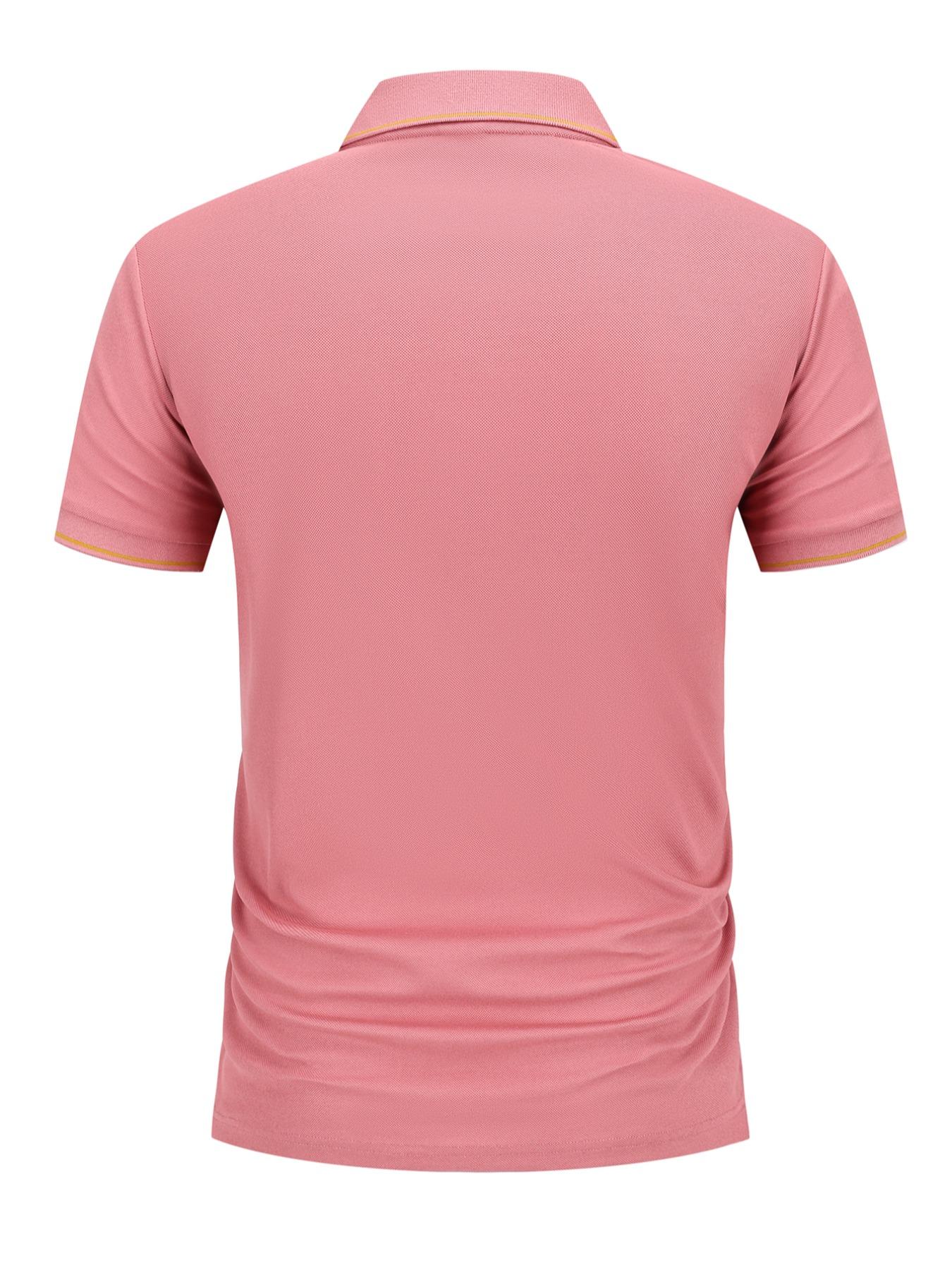 Men's Regular Fit  Contrast Trim Polo Shirt, Casual Short Sleeve Half Zip Top for Summer, Fashion Men's Clothes for Daily Wear, Tropical, Casual Golf Polo