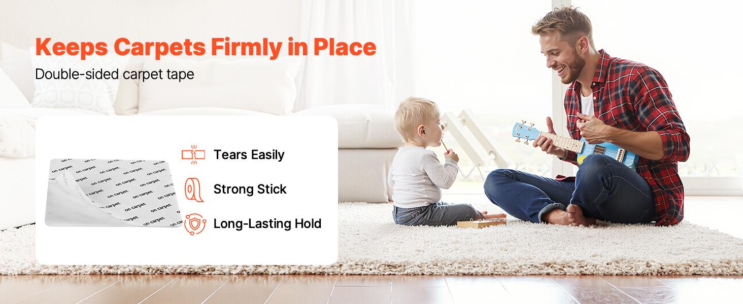 VEVOR Rug Gripper, 20 PCS, Strong Adhesive and Residue-Free, Double Sided Non-Slip Carpet Stickers for Area Rugs, Keep Corners from Curling and Bunching, for Holding Rugs in Place on Hardwood Floors