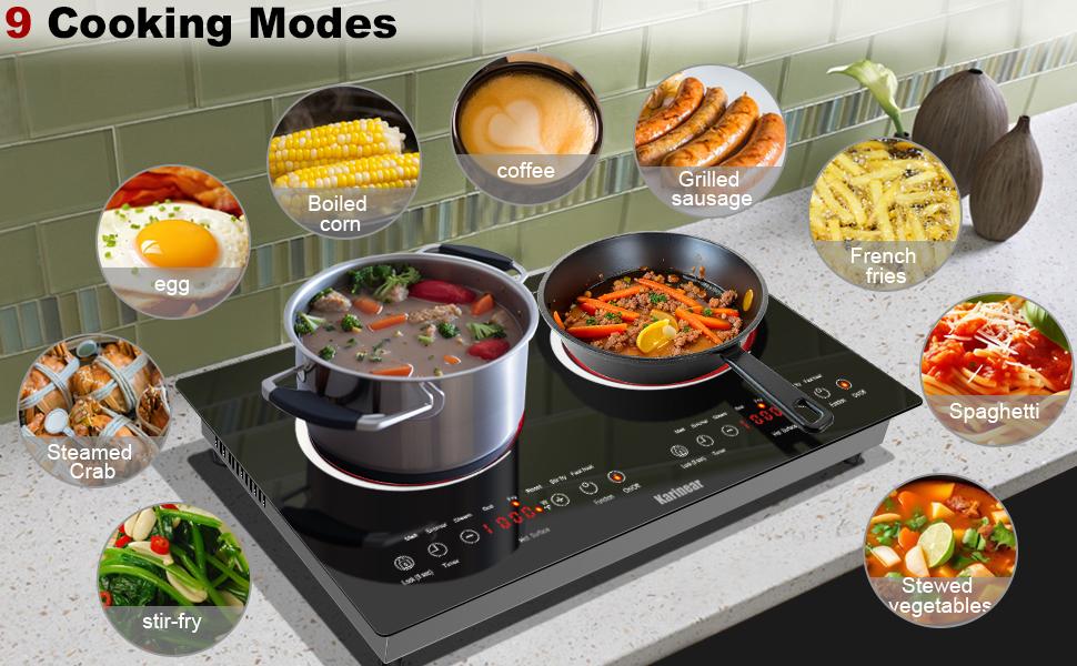 Karinear 2 Burner Electric Cooktop,2000W 110V Plug-In Portable Electric Stove with Sensor Touch Control, Child Safety Lock, Timer, Over-Temperature Protection, Electric Ceramic Stove for Kitchen Use,tiktokshopbacktoschool Karinear 2 Burner Electric Cooktop,2000W 110V Plug-In Portable Electric Stove with Sensor Touch Control, Child Safety Lock, Timer, Over-Temperature Protection, Electric Ceramic Stove for Kitchen Use,tiktokshopbacktoschool
