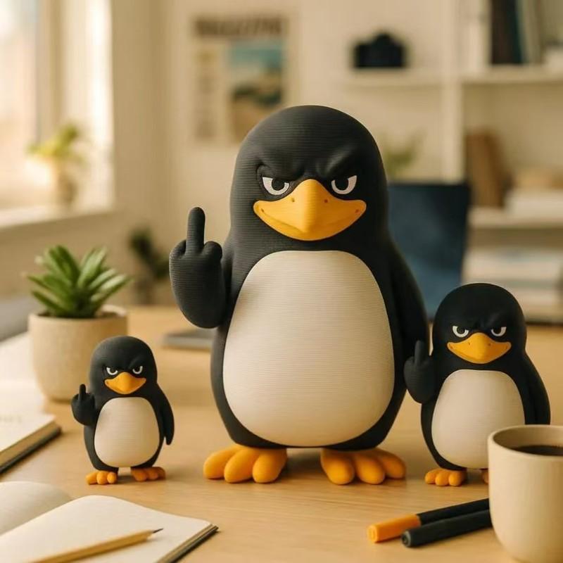 Funny Penguin Home Decor Sculpture, Cartoon Sand Carving Desktop Ornament, Office Desk Decoration, Trendy and Unique Design