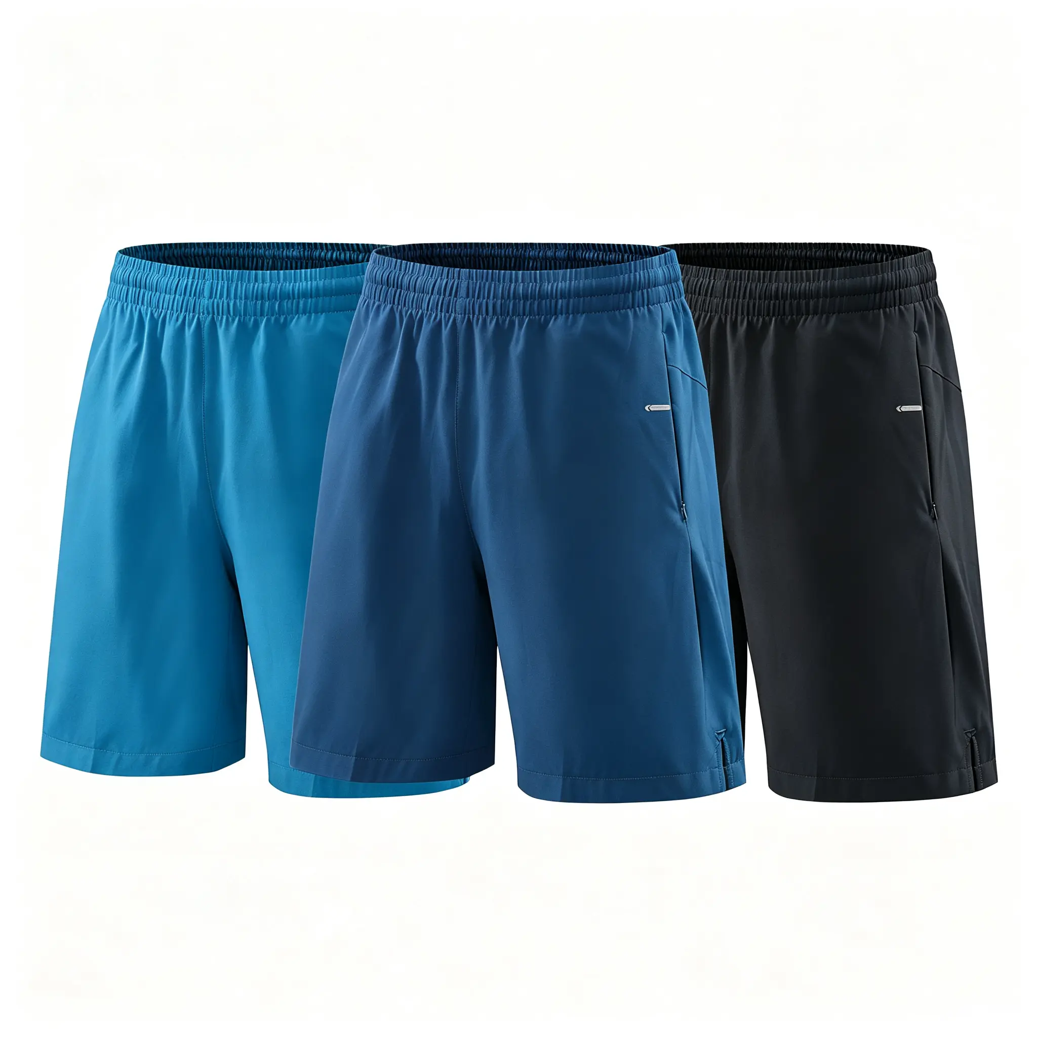 Men's Quick Dry Athletic Shorts 3 Pack, Lightweight Breathable Running Workout Shorts with Zipper Pockets, Elastic Waist Outdoor Sports Gym Shorts for Men, Multiple Color Combinations Available