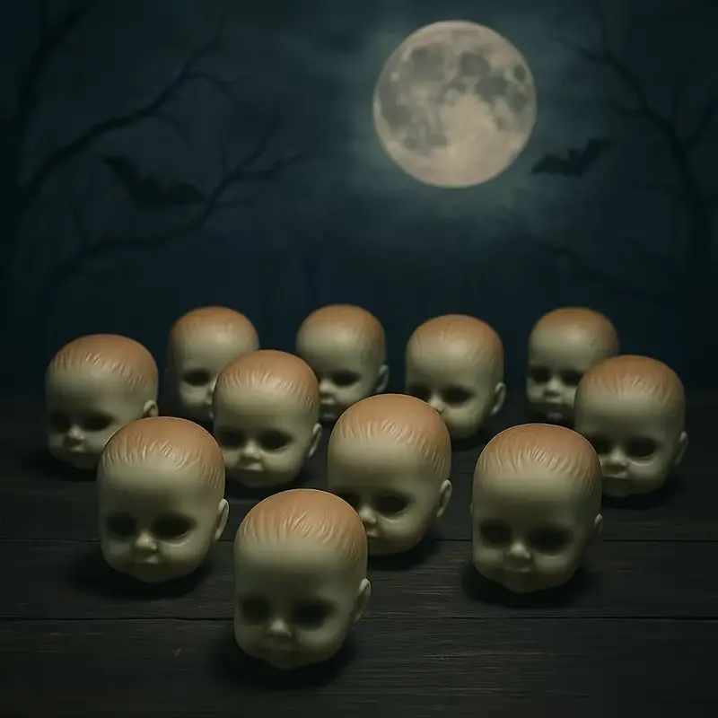 12pcs Halloween Christmas Skull Heads, Realistic Plastic, Eyes and Mouth, Scary Party Decor, Prank Gifts, Funny Horror Props