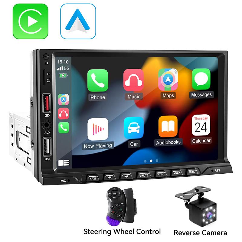 7 Inch Carplay Car Display, Supports Wired Apple Carplay, Android Auto, Rearview Camera, Bluetooth-compatible 5.0, USB, TF, Aux, Fm, 1 Din 12V Vehicle, Carplay Touchscreen