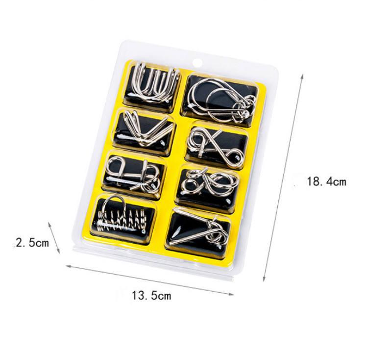 24pcs Metal Montessori Puzzle Solving Metal Wire Puzzle Pieces Solution Set 5.9''×7.08" Brain Teaser Wire Puzzle Chain Logic Educational Game Challenges Stress Relief Toys Thanksgiving Holiday Gift Ideas For Kids Men's Valentine Gifts