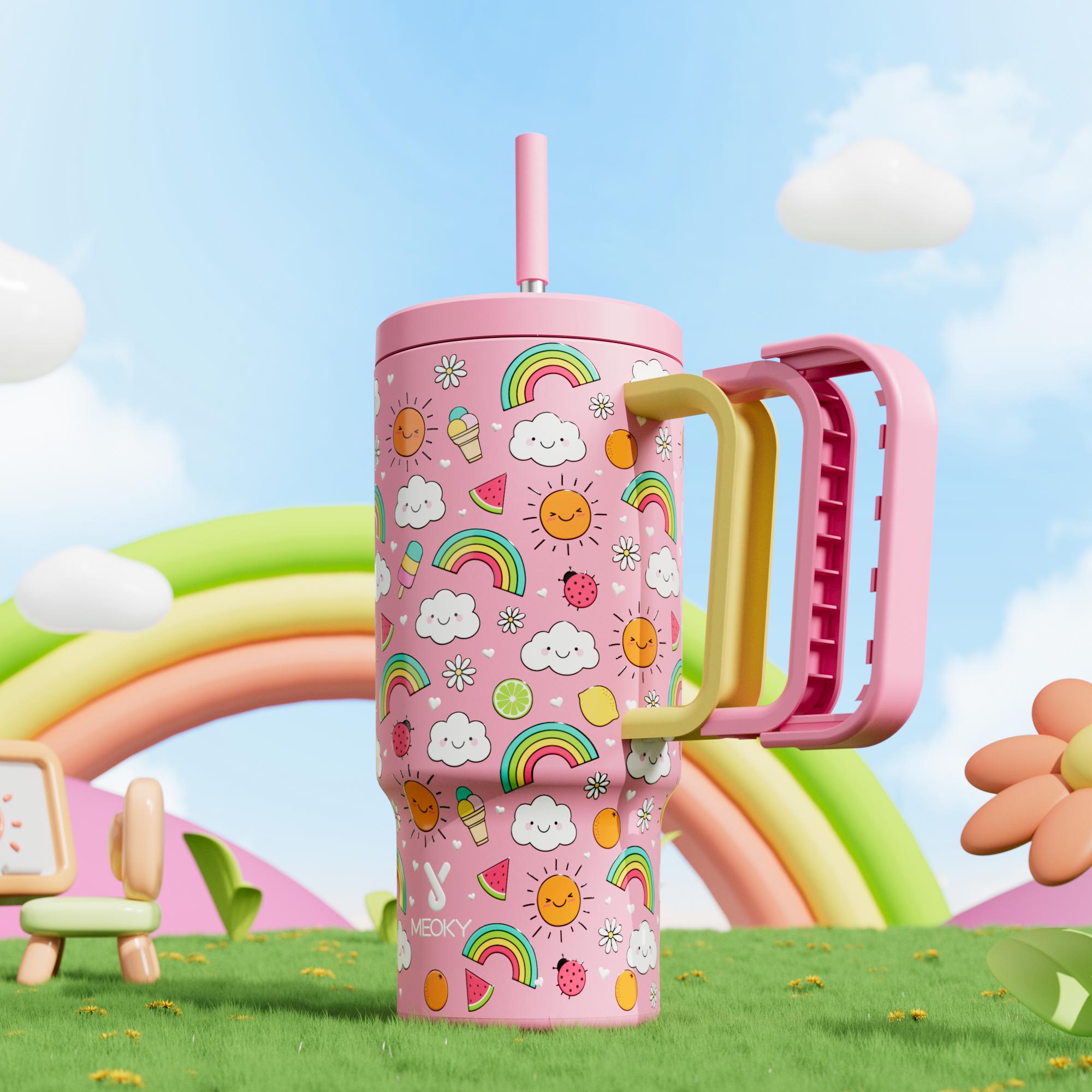 MEOKY 24oz stainless steel thermos cup,Hot Water Mug,It is suitable for school and outings. It is a reusable environmentally friendly cup that is non-slip and leak-proof and keeps cold for 24 hours,Valentine’s Day Gift