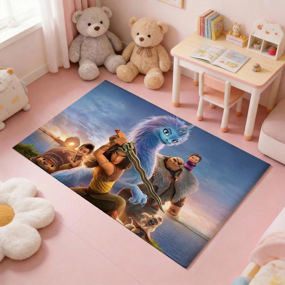 R-RayaandtheLastDragon MOVIE Floor Mat Thickened Soft Flannel Rug – Non-Slip, Absorbent & Wear-Resistant Indoor Mat for Entryway, Living Room & Daily Home Use