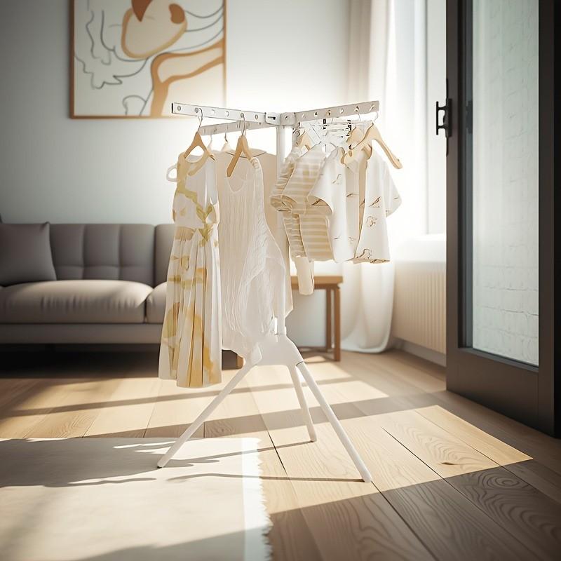 Foldable Multi-Layer Floor-Standing Clothes Rack, Multifunctional Towel Holder, Balcony Drying Rack, Simple Bedroom Storage Shelf
