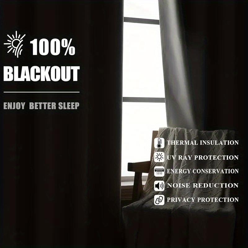 1 piece, 100% blackout and sun protection curtain, modern romantic minimalist solid color polyester material film lining, making the interior darker, top perforated hanging method, suitable for bedrooms, dining rooms, living rooms, kitchens