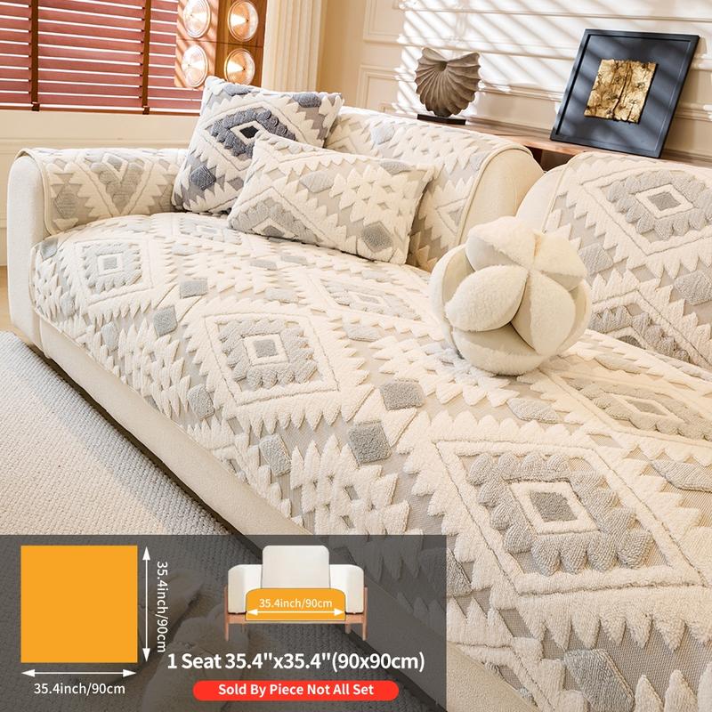 Plush Anti-Slip Dustproof Cat Scratch Sofa Cushion Cover, Reusable All-Purpose Winter Mat, Warm Plaid Design, Sofa Couch Protector, Home Decor, Sofa Slipcover