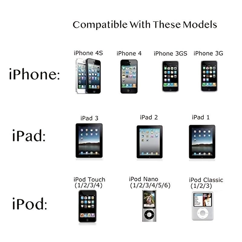 30-Pin USB Charging Cable for iPhone 4s/4/3gs, iPad 1/2/3, Ipod Nano/touch, Data Sync Cable, 1pcs/3pcs, Reliable Connectivity, Connector, Durable