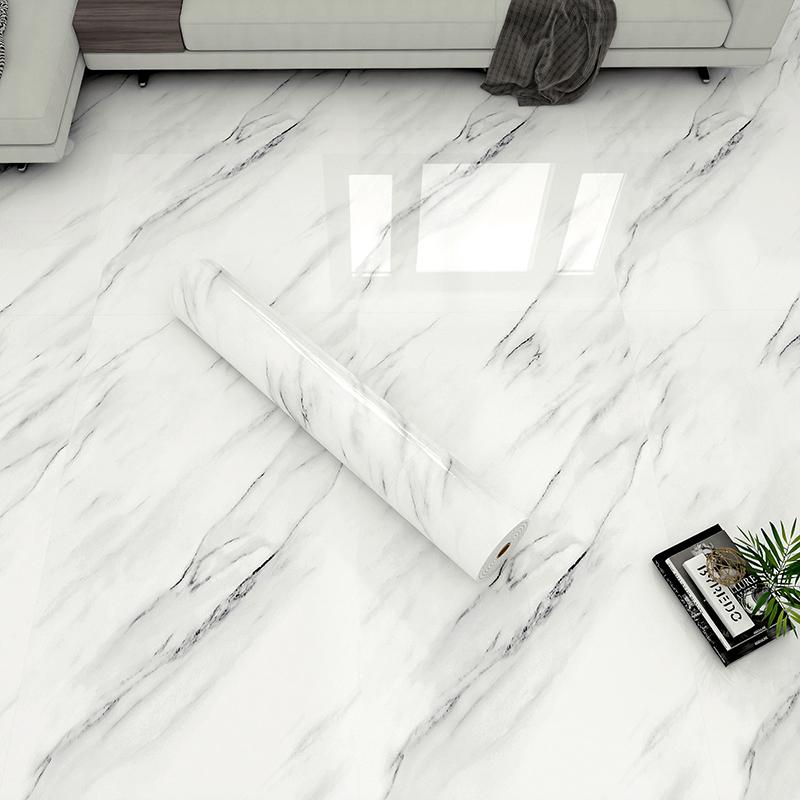 Self Adhesive Vinyl Floor Tile, 1 Roll, 15.74" X 118.11", Bianco Marble Pattern, Marble Texture, Peel & Stick, DIY Flooring for Kitchen, Dining Room, Bedrooms & Bathrooms, Peel and Stick Flooring