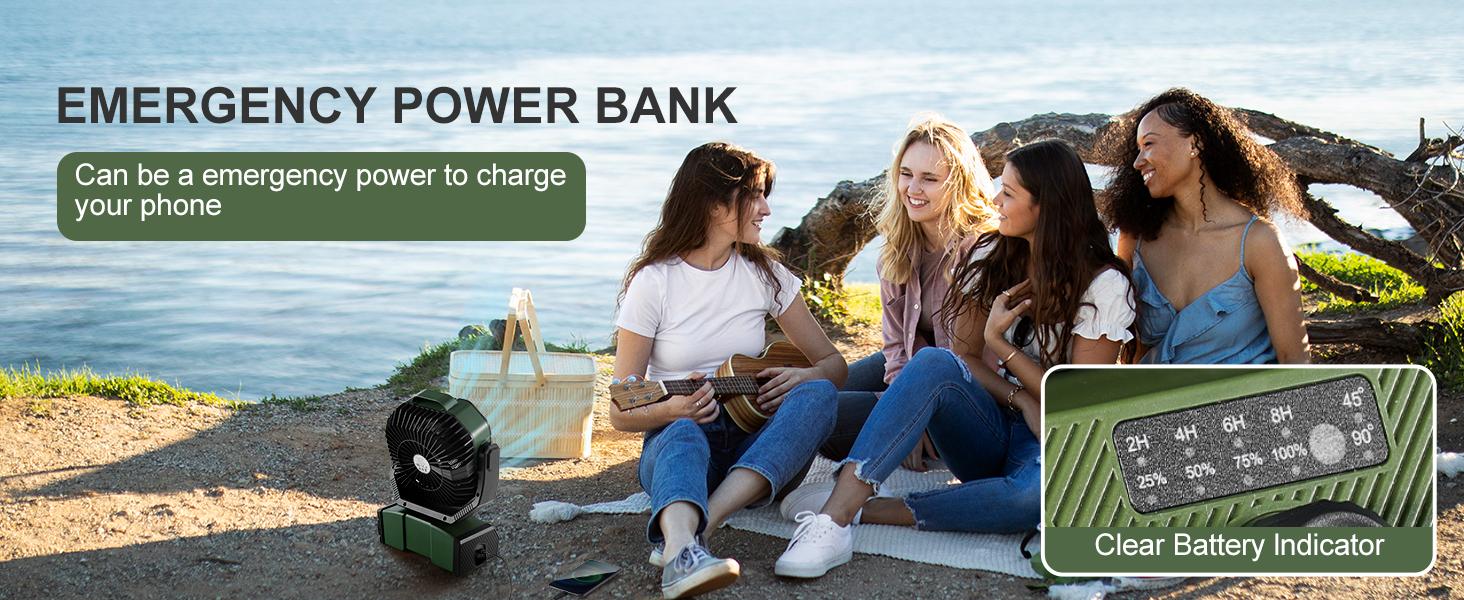 Odoland 40000mAh Camping Fan with LED Light, Battery Operated Oscillating Desk Fan with Remote & Hook, Rechargeable Outdoor Tent Fan with Timer for Hurricane Power Outage Travel Jobsite RV Emergency