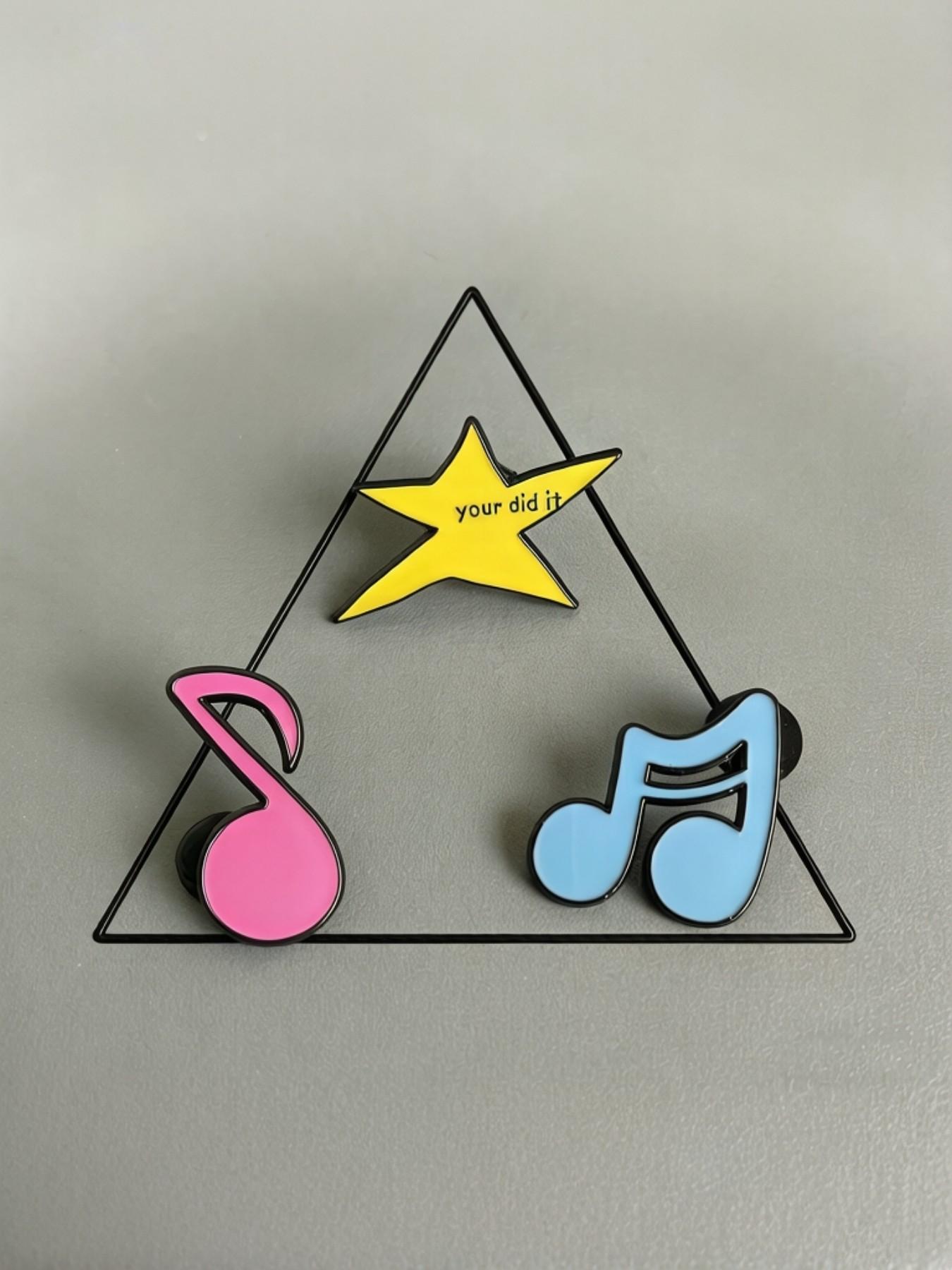 3-Pack Inspirational Enamel Pins, Alloy Lapel Pins, Japanese Style Badge, Mini Collar Pins, Versatile Fashion Accessories