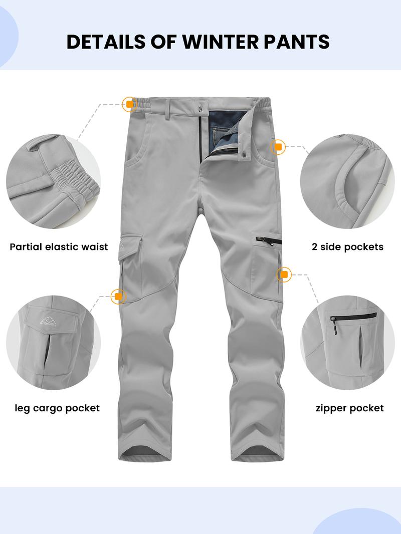 YSENTO Men's Waterproof Cargo Pants Snow Ski Outdoor Insulated Trousers Hiking Snowboard Fleece Work Pants 6 Pockets Workout Jogger