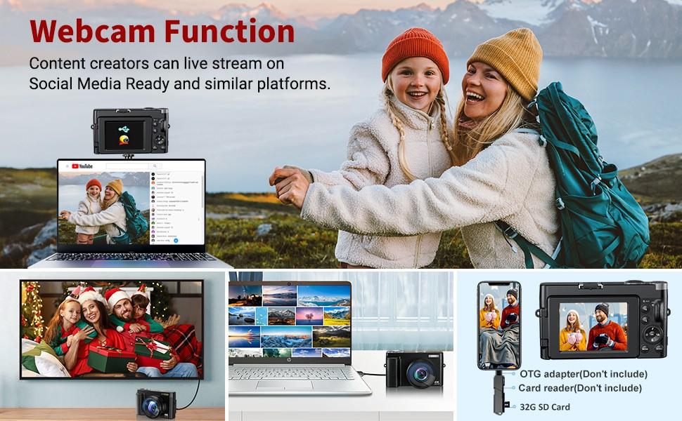 Camkory Retro 4K Vlogging Digital Camera with 180° Flip Screen – 2025 Newest Autofocus Camera, 16X Zoom, Flash, Anti-Shake, 32GB TF Card & Battery Charger Included, Perfect for YouTube, TikTok, Travel & Gifts