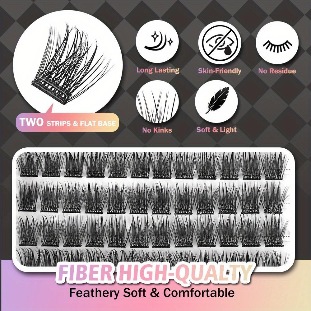 156/157pcs Self-Adhesive False Eyelashes Set, Glueless Lashes, Natural Thick Clusters, Glue-Free, Various Sizes, C/d Curl, Cat Eye Style, Quick Makeup Application