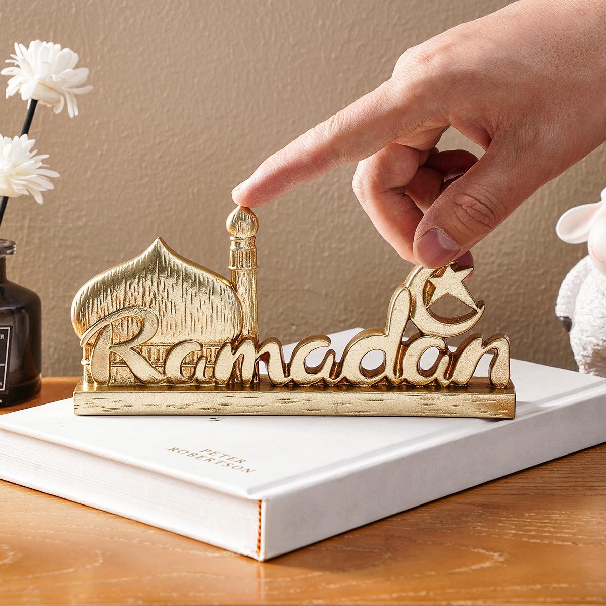 Resin Ramadan Letter Decoration, Silver-Colored Vintage Design Festival Ornament, Stylish Religious Decor, Religious Home Decor, Gift for Eid Mubarak & Hajj