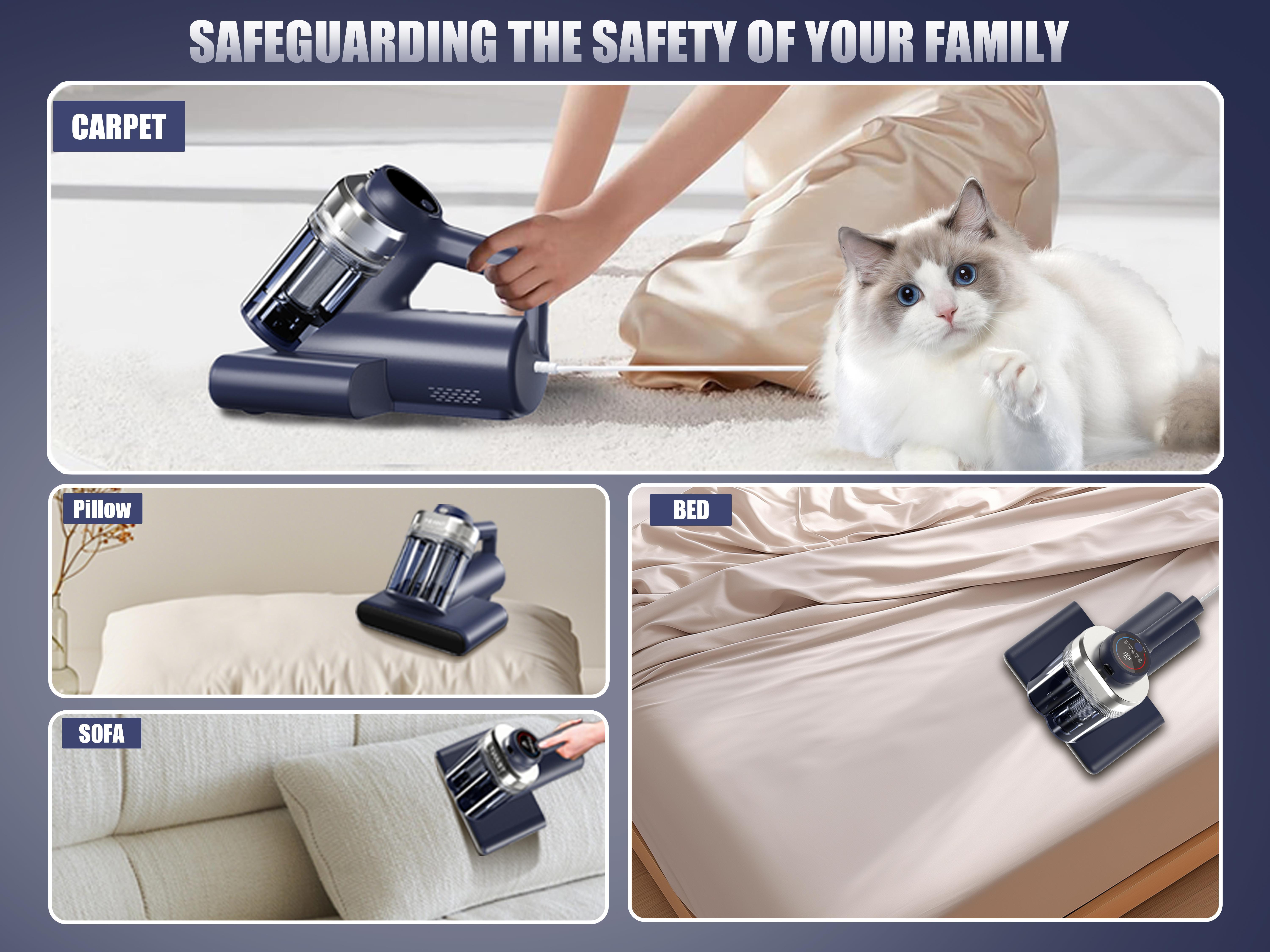 Teant Mattress Vacuum Cleaner for Dust Mites Removal, Bed Vacuum with UV-C Light & 149℉ Hot Air & Aroma Tablet & LED Display, Hyper Helix Motor&16Kpa Powerful Suction Double-Cup Handheld Vacuum Cleaner With HEPA Filter for Bed Couch Sofa