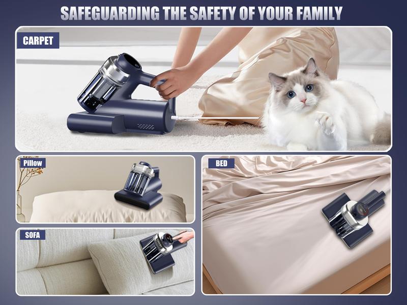 Teant Mattress Vacuum Cleaner for Dust Mites Removal, Bed Vacuum with UV-C Light & 149℉ Hot Air & Aroma Tablet & LED Display, Hyper Helix Motor&16Kpa Powerful Suction Double-Cup Handheld Vacuum Cleaner With HEPA Filter for Bed Couch Sofa