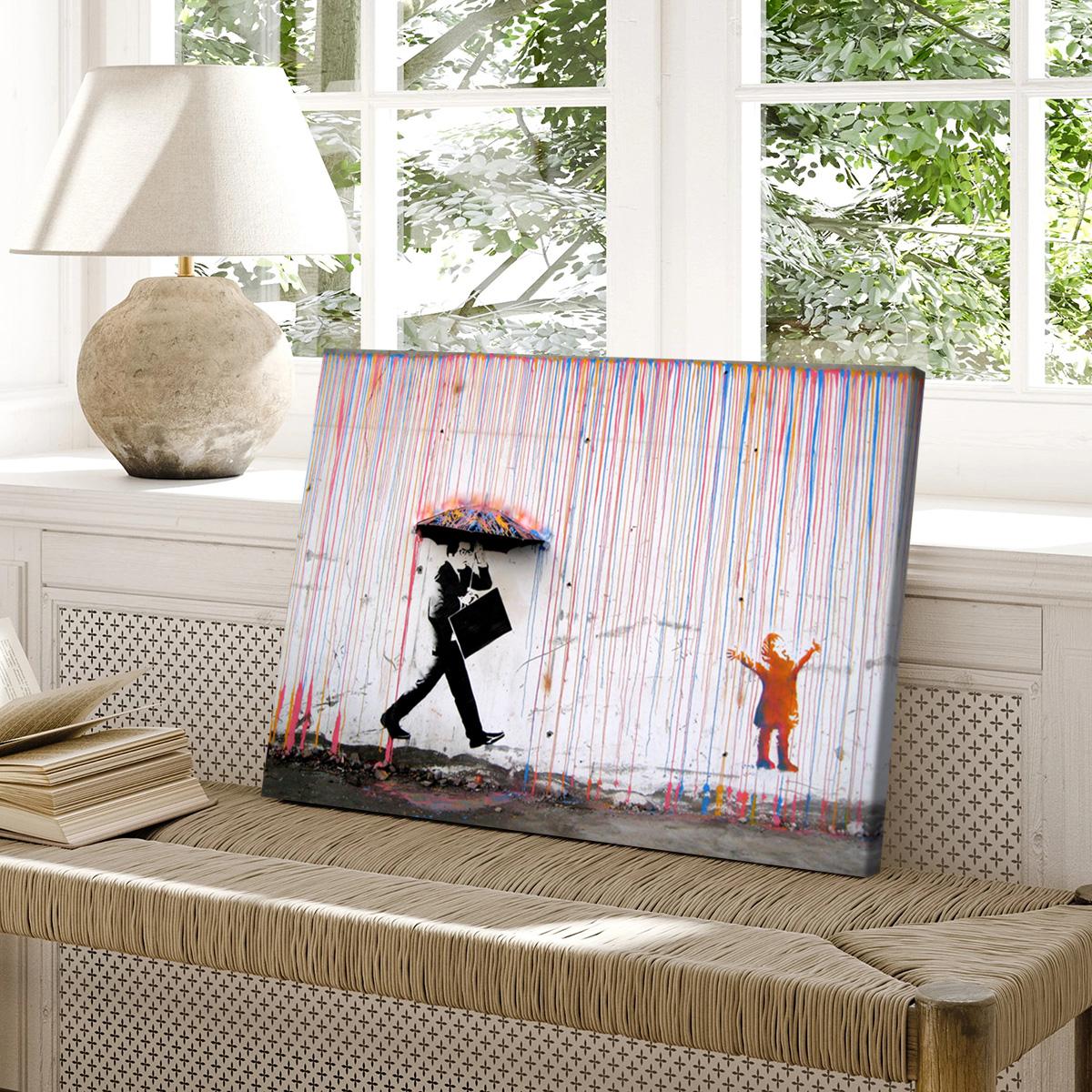 Banksy Style Street Art Poster, Modern Canvas Wall Decor, Solid Wood Frame, Waterproof Print, Ideal Gift, Affordable Home Decoration