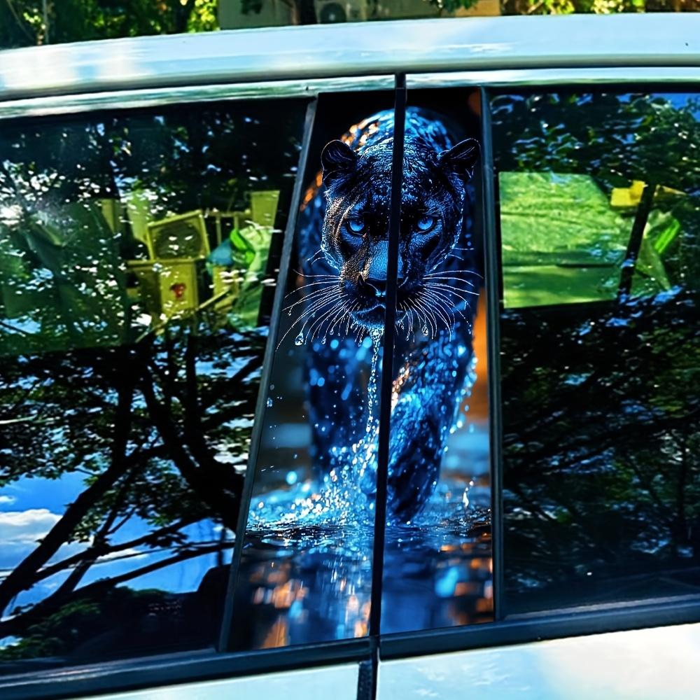 2-piece Angry Leopard - Leopard Skin Vinyl Car B-pillar Protective Stickers for Water Walking, Sticker For Cars, Self Adhesive Protective Film