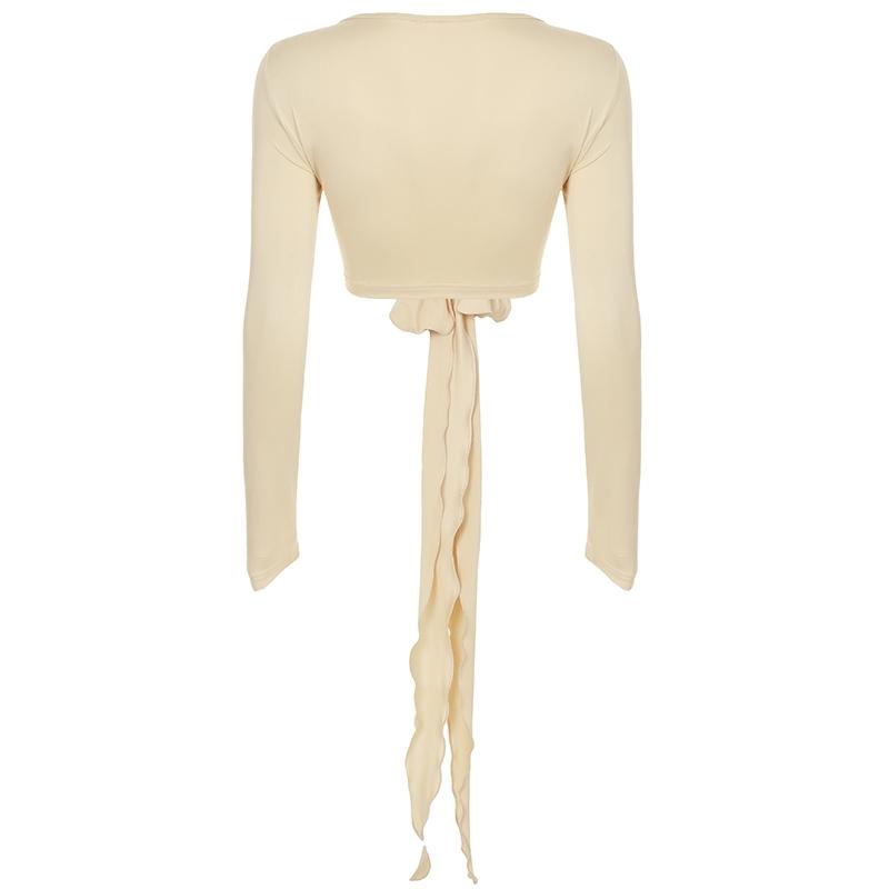 Women's Solid Color Crop Tee, Casual V Neck T-shirt for Summer, Women's Clothing for Daily Wear