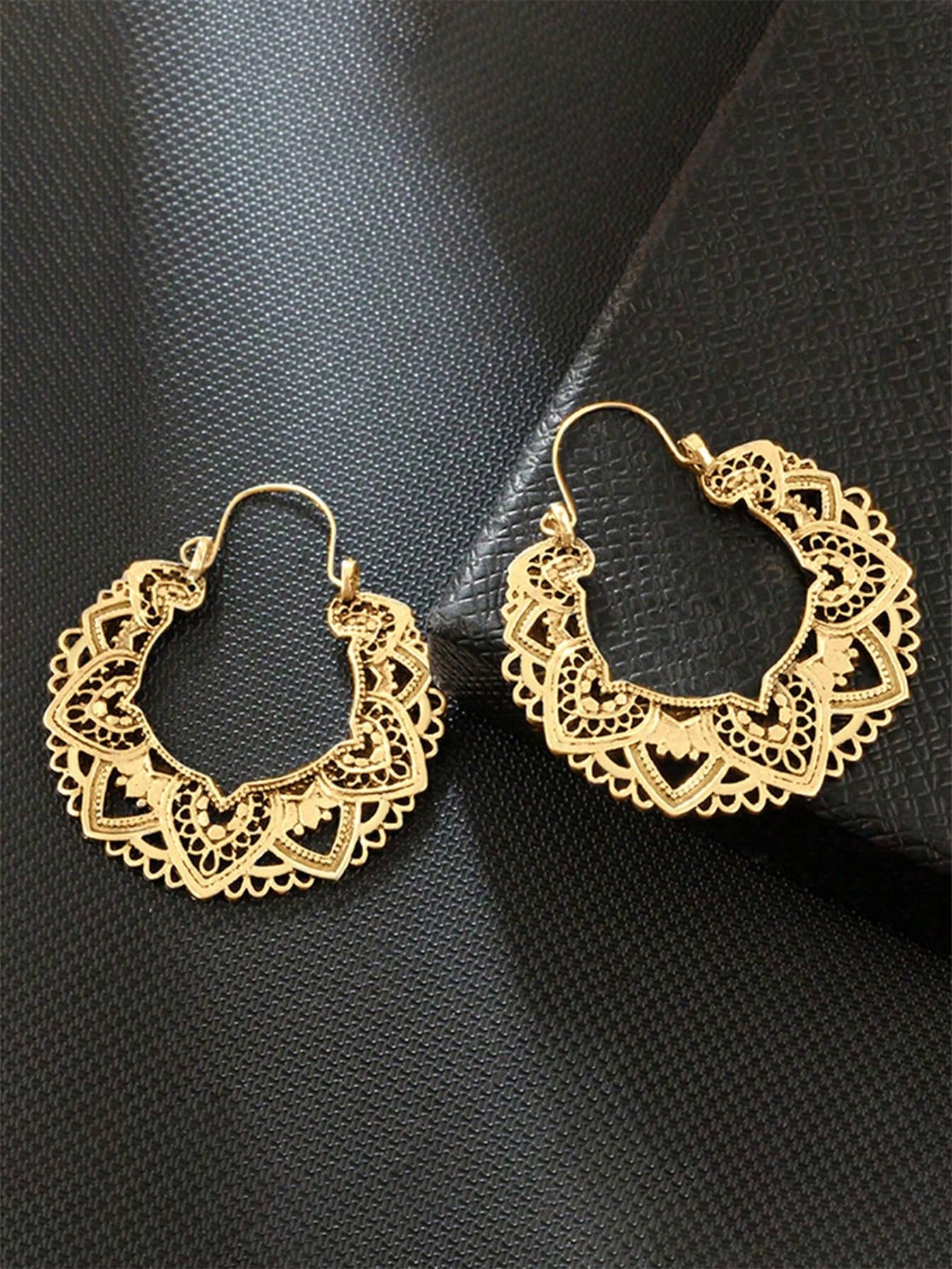1 Pair Retro Style Hoop Earrings For Women For Wedding Anniversary Party Jewelry Valentine's Day Gift