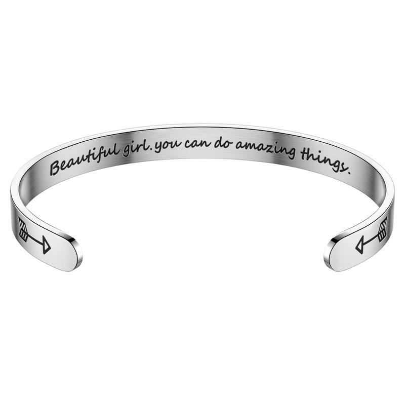 MYTYS Inspirational Cuff Bracelet Bangle for Women Keep Going Motivational Mantra Quote Engraved Bangle Cuff Stylish & Meaningful Accessory