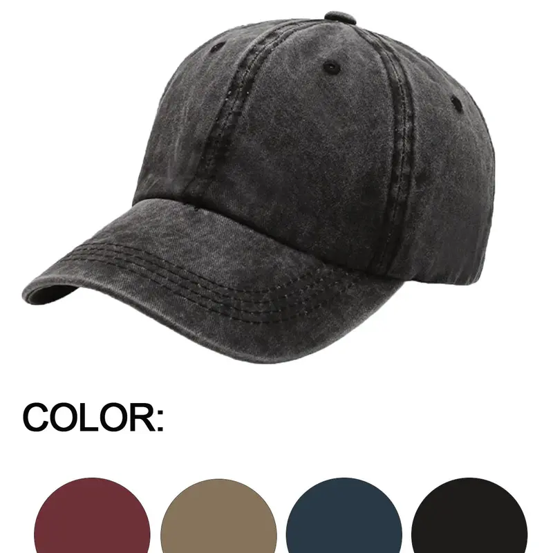Vintage Washed Baseball Cap, Fashionable Dad Hat, Adjustable Breathable Snapback, Suitable for Beach Vacation, Travel, Daily Wear, Fashionable Hats, 9+ Years