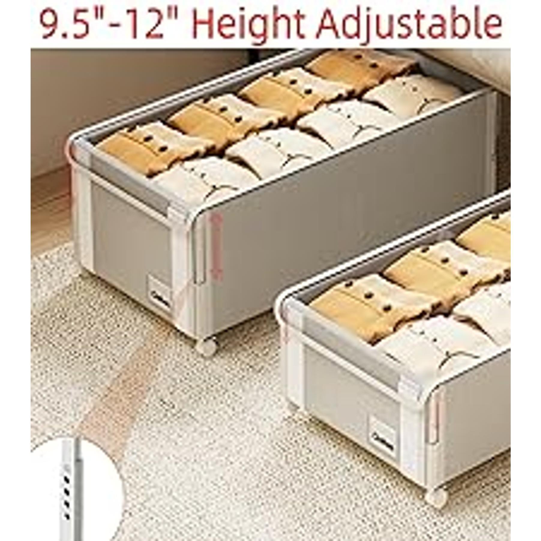 2 Pack Under the Bed Storage Containers,10 inch Height Under Bed Shoe Storage,31inch Long Underbed Storage with Wheels,Large Rolling under bed Clothes Storage Drawers with Lid for Dorm Tall ,Black