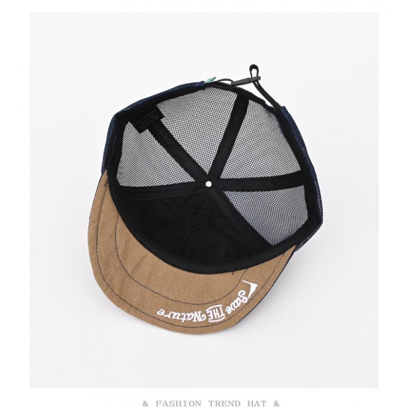 American retro style rolled brim short-brim mesh baseball cap for men and women, summer outdoor sunshade, quick-dry, breathable, sun-protective, soft-brimmed baseball cap