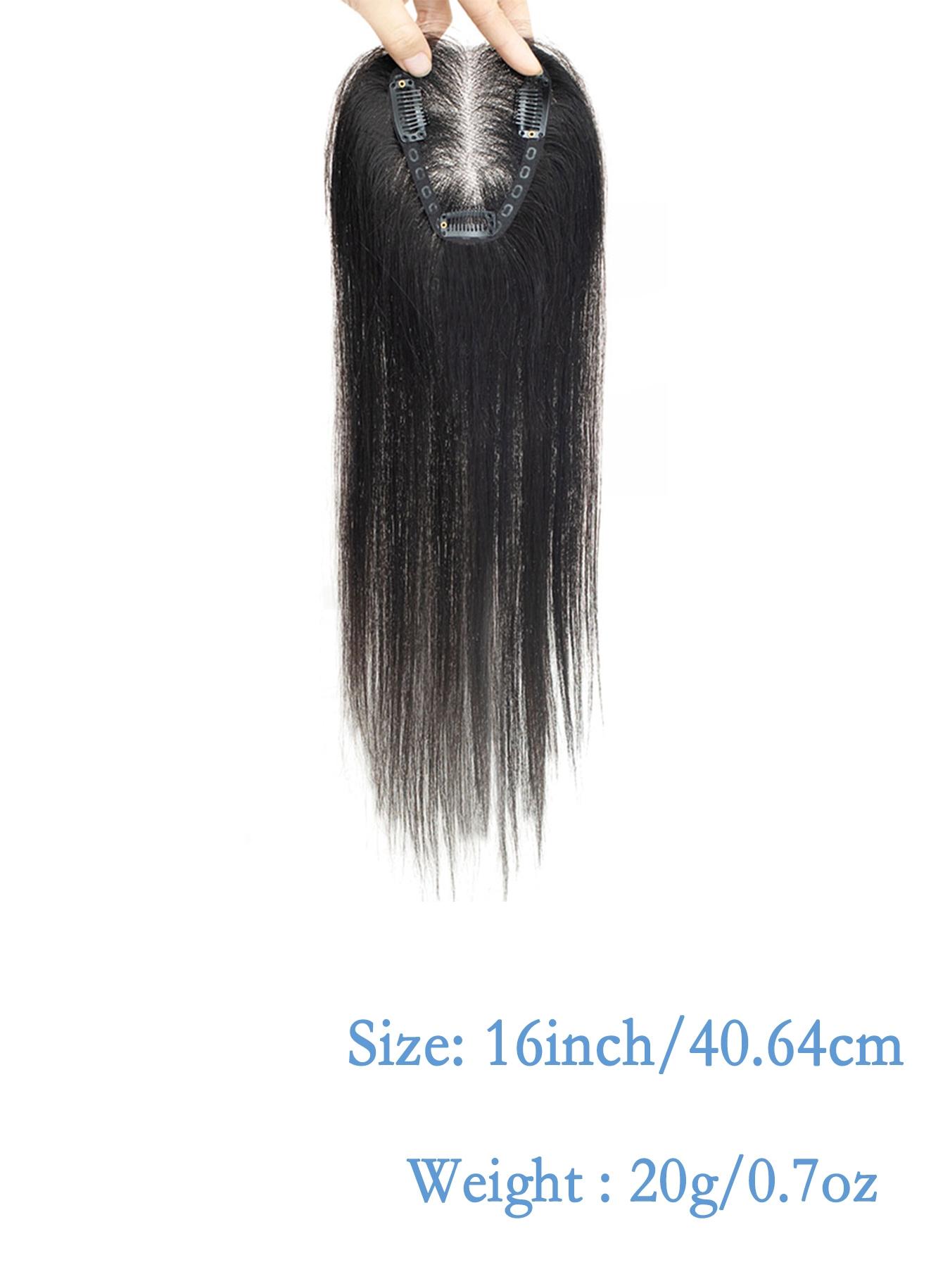 100% Real Human Hair Wig Topper, Natural Looking Hair, Medium Length 16-18 Inches, Lightweight Breathable Lace, Handmade 3x4 Area, Suitable for Women