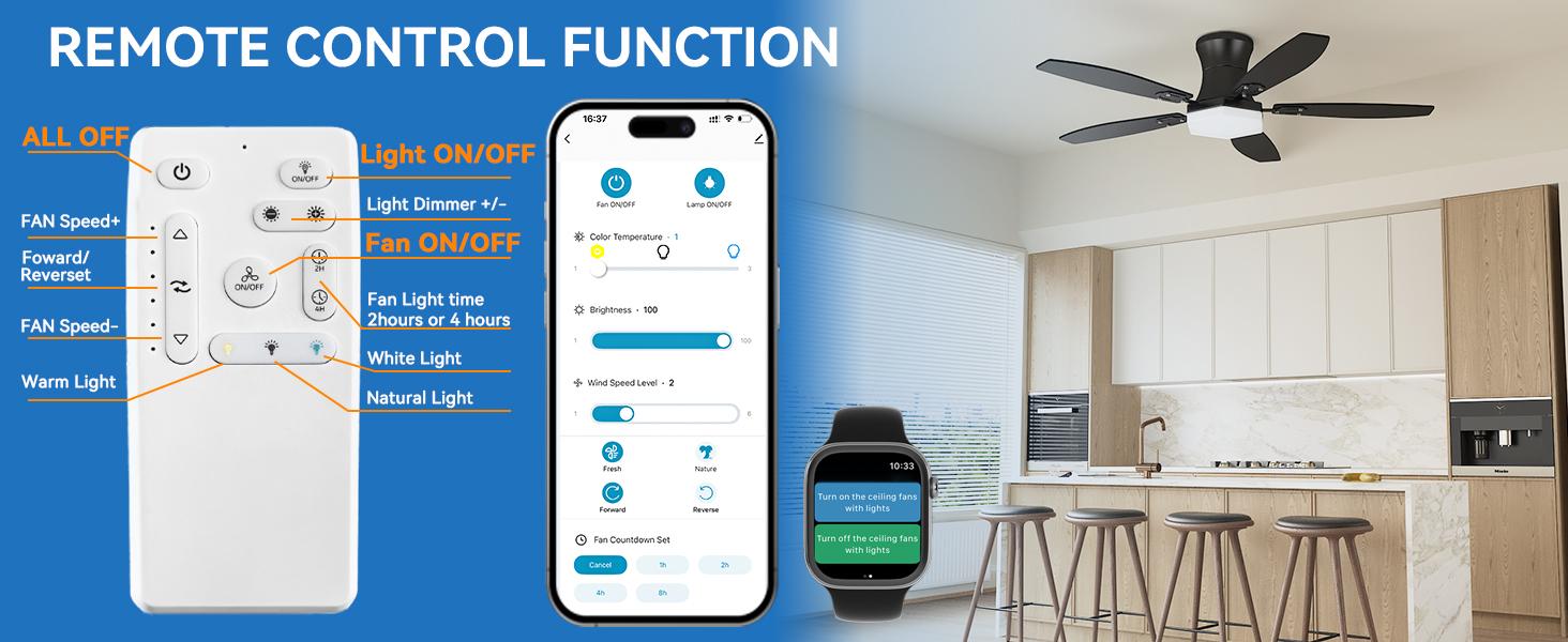 42-inch ceiling fan with light strip and remote control, black - low-profile embedded installation, black ceiling fan with light, silent bidirectional motor, 3CCT dimmable LED, modern ceiling fan suitable for bedrooms, can be used indoors or outdoors.