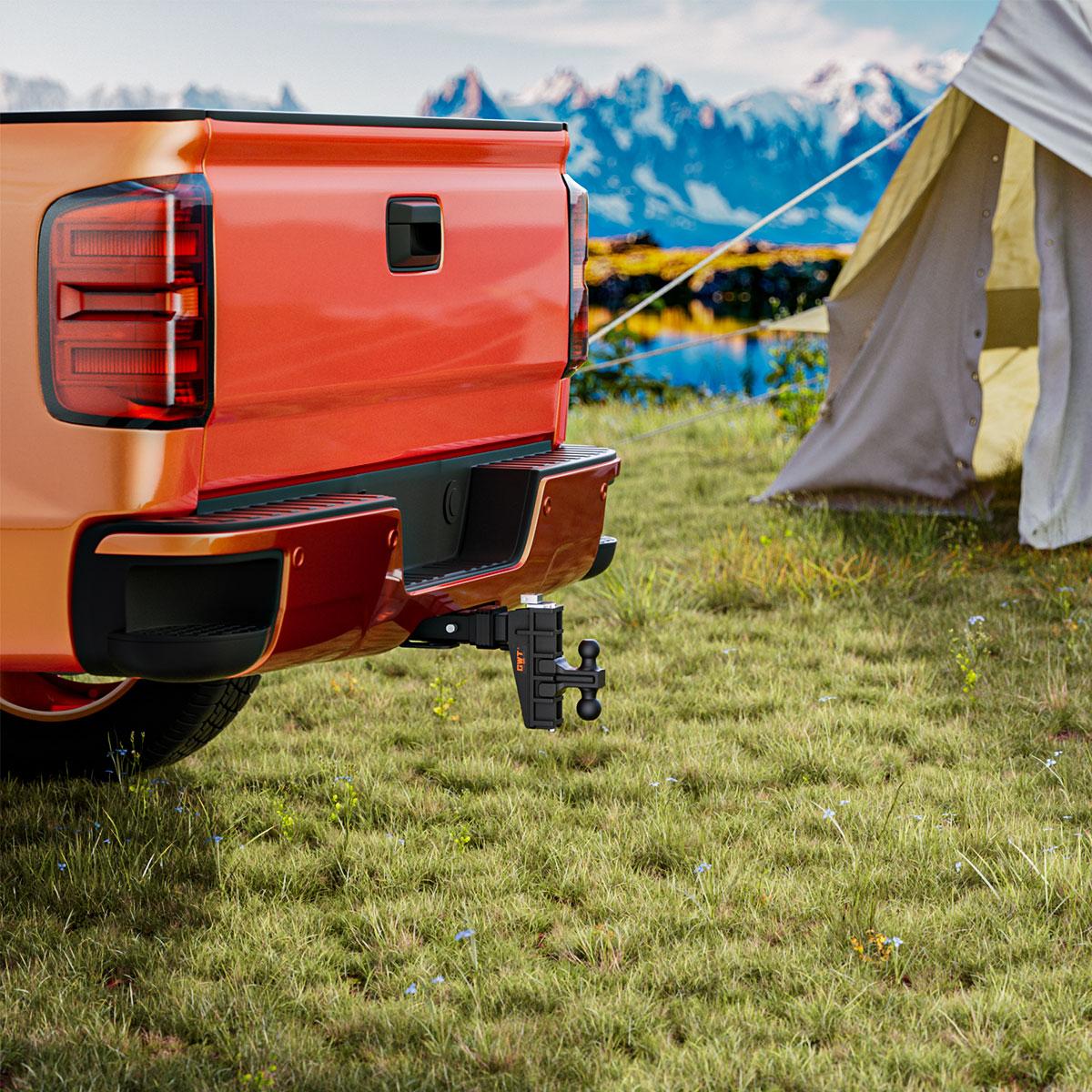 Dual-Ball Adjustable Trailer Hitch(2"&2-5/16"), Fits 2.5-Inch Receiver（Key point）, 6 Inch Drop/Rise Drop Cushioned Hitch, 28,000 LBS GTW-Tow Hitch for Truck, Solid Ball Mount, Black, Heavy Duty