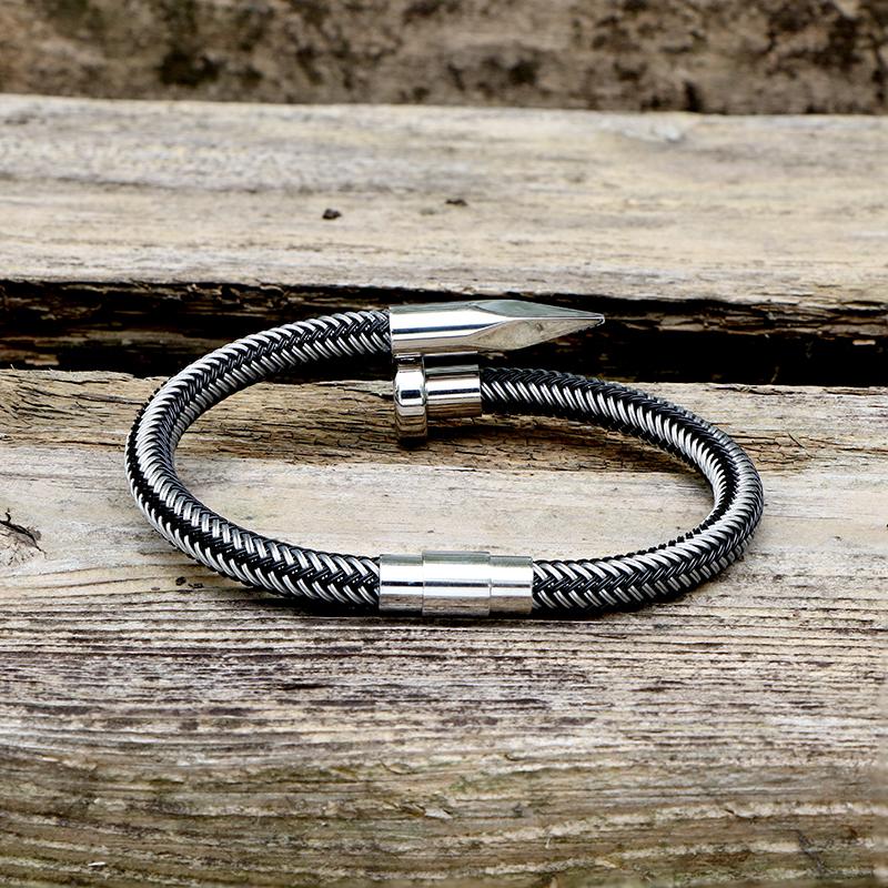 Gthic Curved Nail Simple Stainless Steel Bracelet for Men Women Statement Jewelry Daily Wear