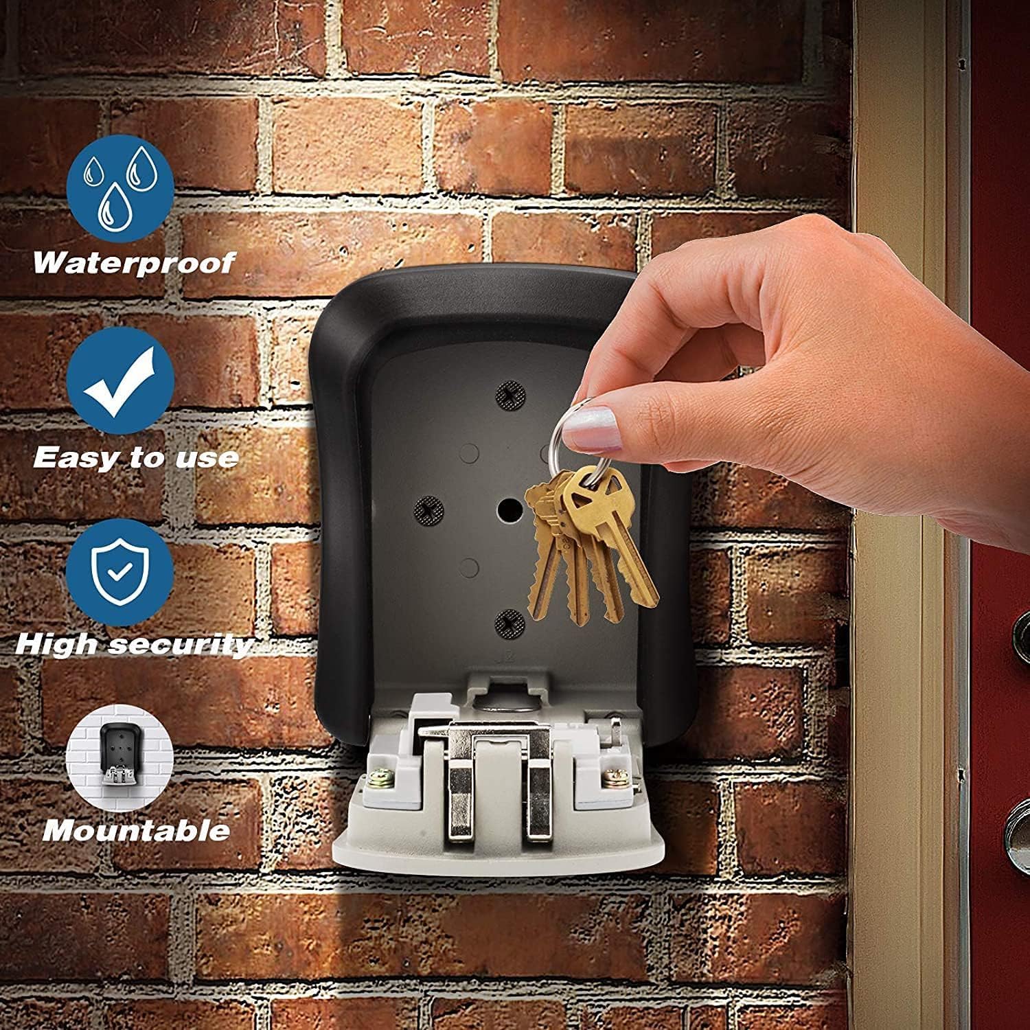 Key Safe Wall Mounted with 4 Digit Combination code, Secure Key Storage Solution, Ideal for Home and Office Use