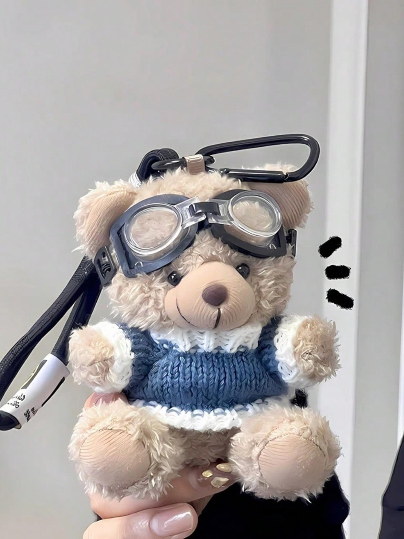 Pilot Bear Keychain Creative Doll, Cute Bear Plush Bag Charm, Sweater Bear Plush Packaging Decoration, Holiday Gift