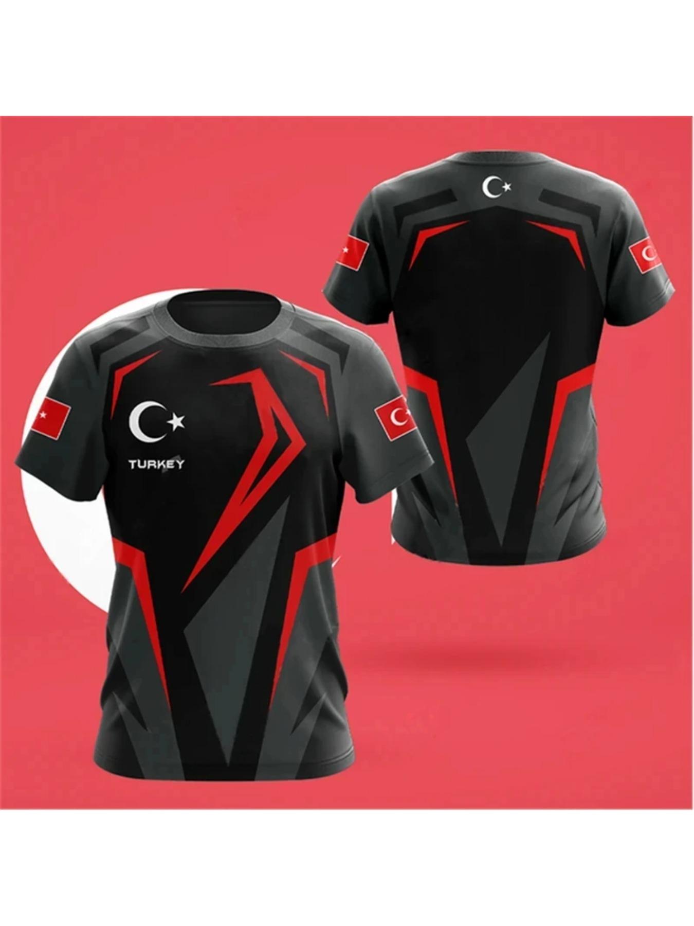 Turkey Flag Men's T-shirts Forest Camouflage Print Clothing Ropa Hombre Summer O-neck Oversized Fashion Short Sleeve Male Tops