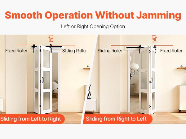 VEVOR Bifold Barn Door, 36x 84, MDF with Tempered Glass Bi-Fold Sliding Closet Doors, Hardware Kit Included, Space-Saving Design, Pre-Assembled Panels for Bedroom, Living Room, Wardrobe, White