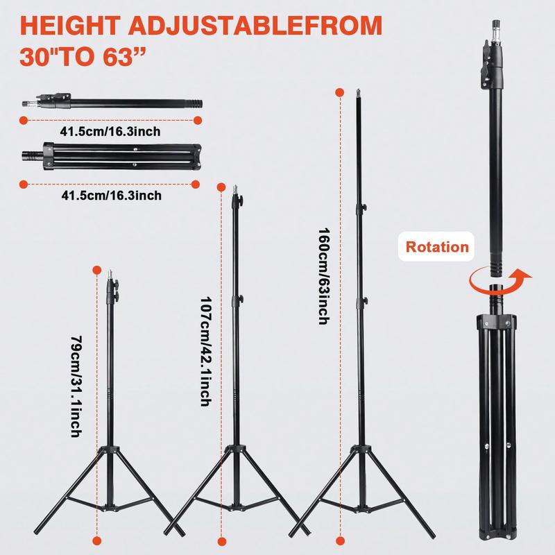 12"Ring Light with 63" Stand & 2 Phone Holders, 360° Adjustable Video Light for YouTube TikTok, Makeup,Photography, Ring Lights Compatiblewith All Cameras/Phones Selfie New Years valentine's  Content Creator Pack , Super Bowl