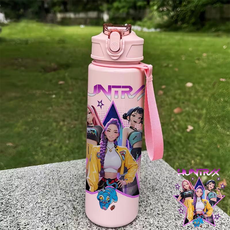 1pc Large 25oz/750ml Leakproof Water Bottle with Dark Anime Manga Design - Leakproof Lid, Durable Plastic Cup for Gym, Travel, for home, Birthday Gifts