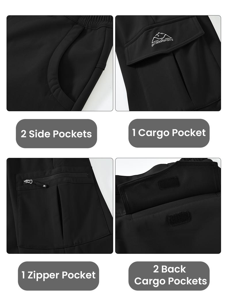 TBMPOY Men's Cargo Hiking Pants Fleece Lined Waterproof Windproof Snow Ski Insulated Pant with 6 Pockets