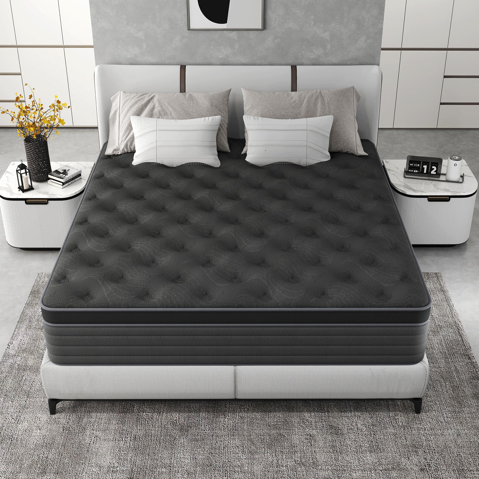 full size mattress 12-inch/14-inch black Mattress, colchones para cama Memory Foam, Pocketed Springs, Suitable for Homes and Hotels, Delivers a Comfortable and Supportive Sleeping Experience.Twin\King queen size mattress memory foam mattress