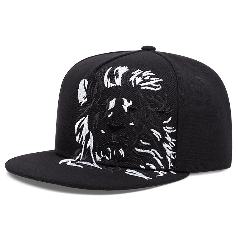 lion embroidered baseball cap men hip hop flat brim hat fashion snapback cap casual sun visor cap women