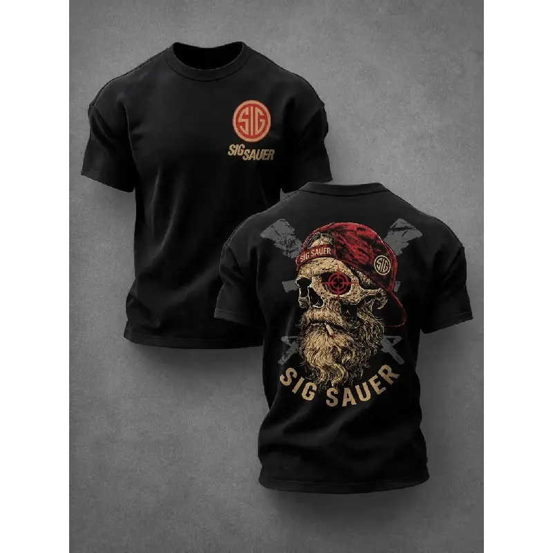 Graphic T-Shirt SIG SAUER Bearded Skull Tactical Tee, Firearm Enthusiast Graphic Shirt, 2A Second Amendment Range Day Operator Lifestyle, Military Tactical Apparel, Gun Owner Gift for Men, Unisex Streetwear