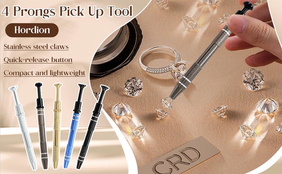 4-Claw Pick up Tool Piercing Ball (3Pack, Silver)| Stainless 4 Prongs Jewel Pickup Tool Terp Pearl for IC Chip Components Clamping