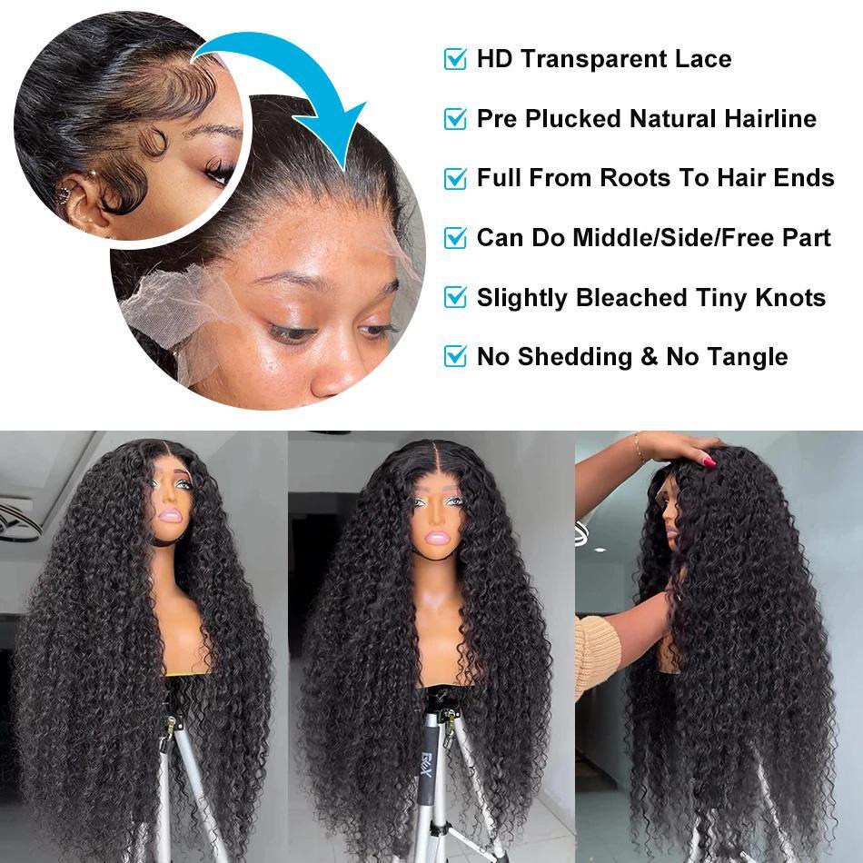 Bling Hair 180 Density 13x6 Deep Wave Hd Transparent Lace Front Human Hair Wigs 36 38 Inch Brazilian 13X4 Lace Frontal Wig For Women Pre Plucked